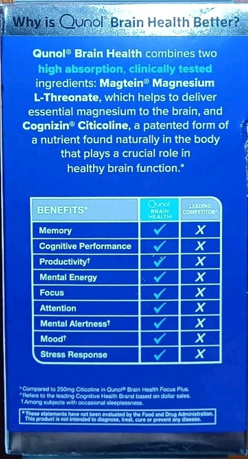 LOT 3 QUNOL EXTRA STRENGTH BRAIN HEALTH MEMORY PLUS SUPPLEMENT 60 X3 180 TABS!!