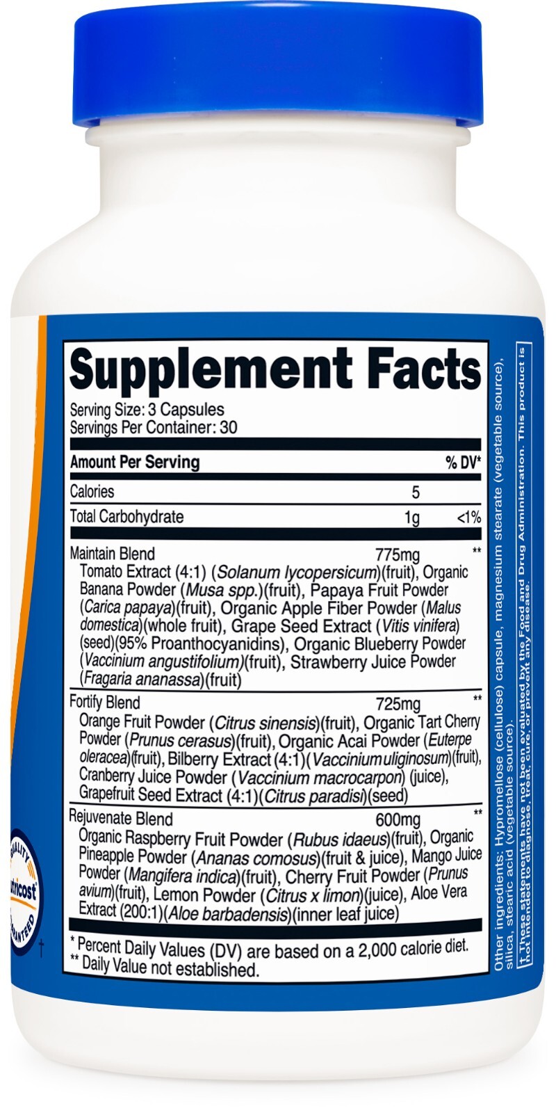 Nutricost Daily Fruits (18 Fruits Blend) 90 Capsules – Gluten-Free, GMO-Free