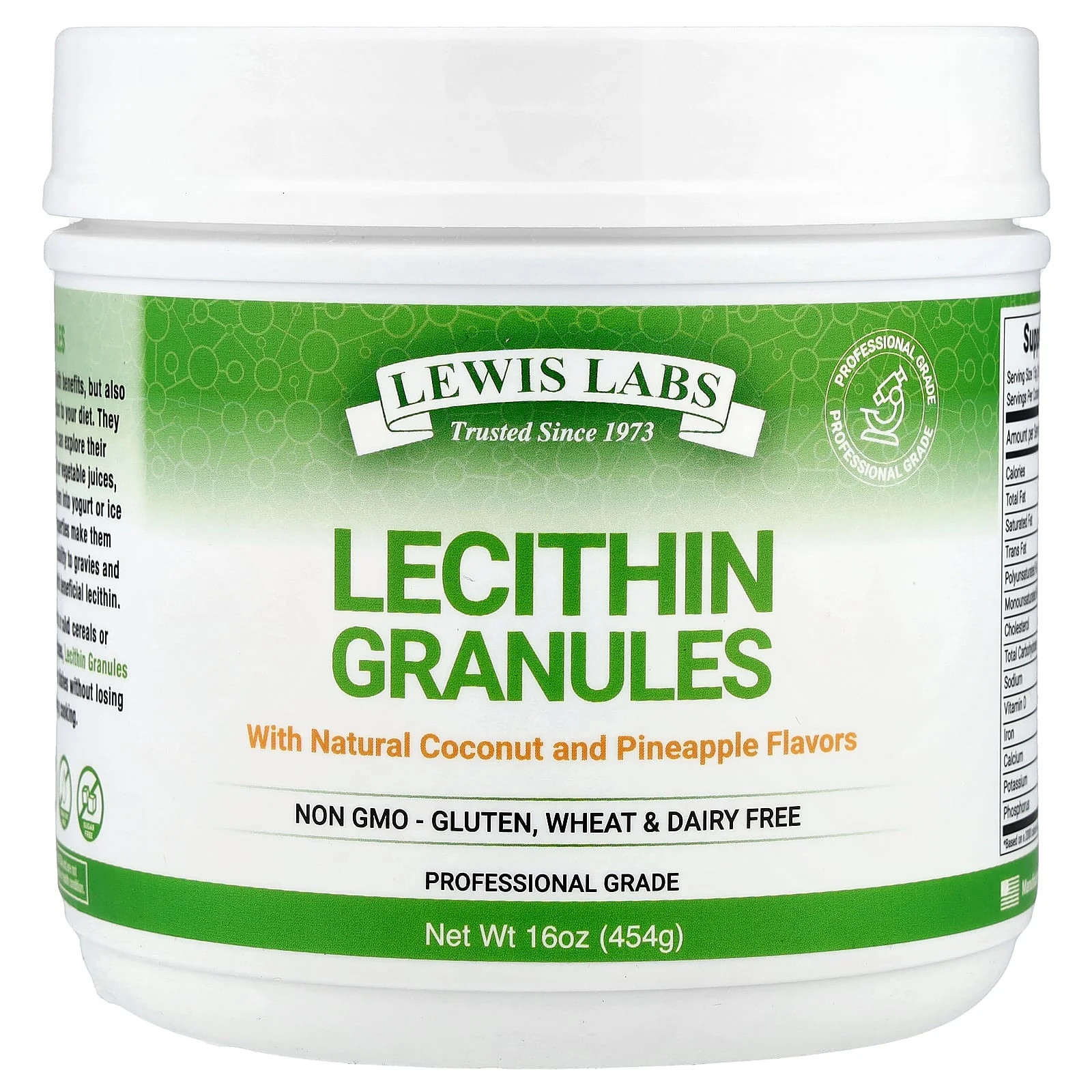 2 X Lewis Labs, Lecithin Granules, Natural Coconut and Pineapple, 16 oz (454 g)