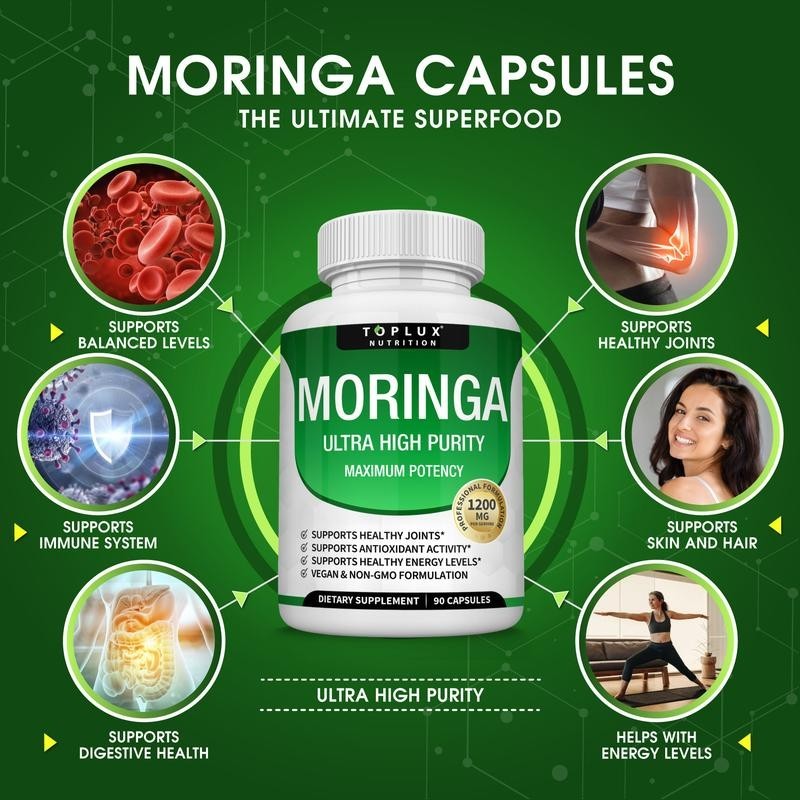 Moringa 1200mg Capsules | 90 Capsules, Immune & Gut Support