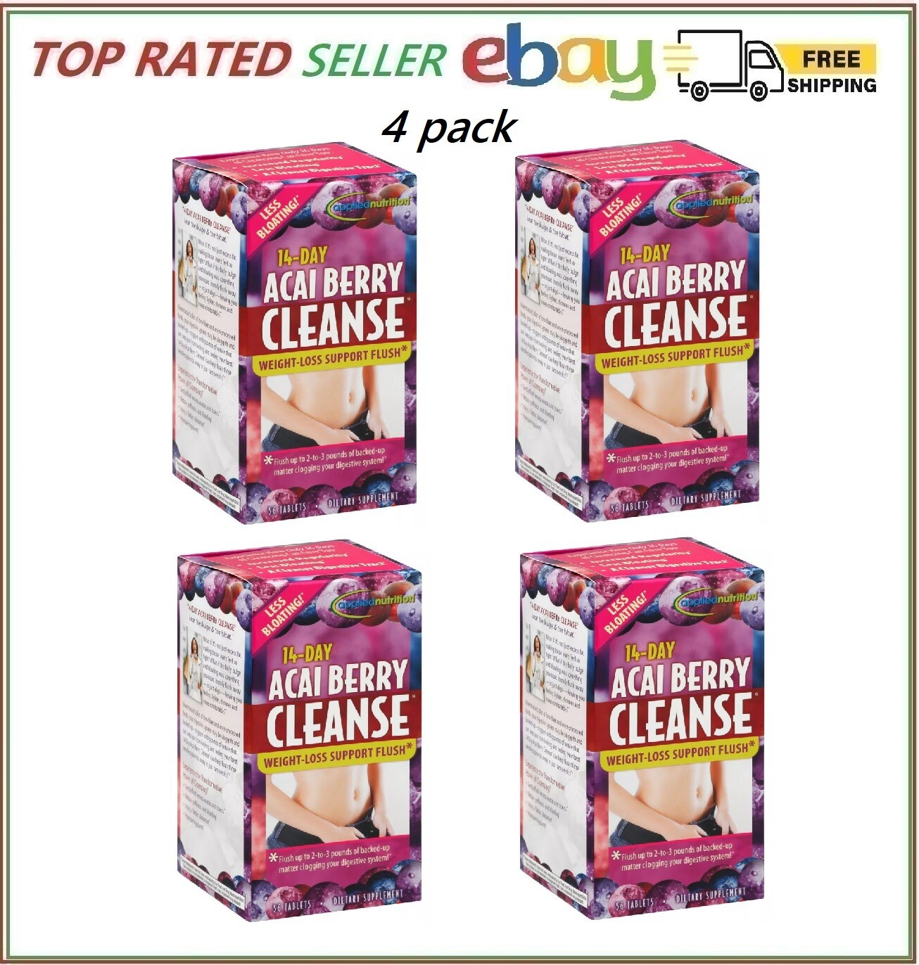 Applied Nutrition Acai Berry 14 Day Cleanse, 56 Count, 4 Packs
