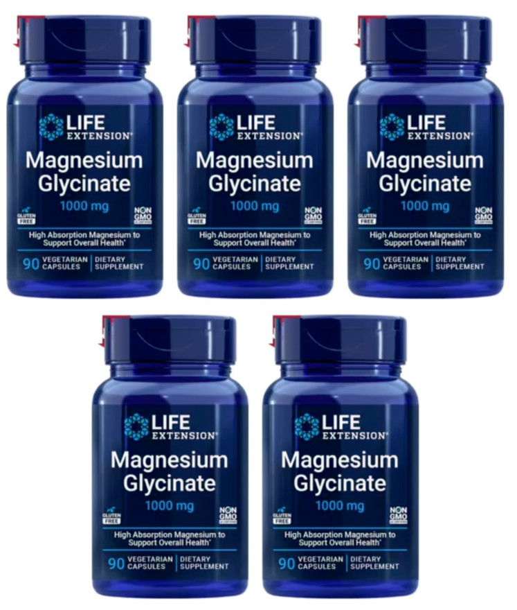 Magnesium Glycinate 1000mg 5X90 Caps Magnesium Bisglycinate/ Life Extension