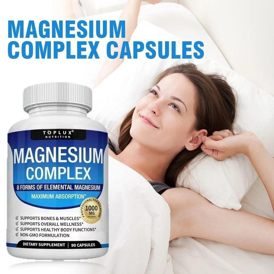 1Pack Toplux Nutrition Magnesium Complex 1000mg Supports 8 Elemental Magnesium
