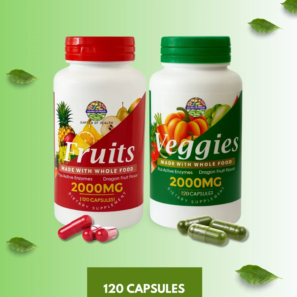 Garden Of Health Fruits & Veggies 2000mg Enzymes Whole Food Supplement 240 Cap*