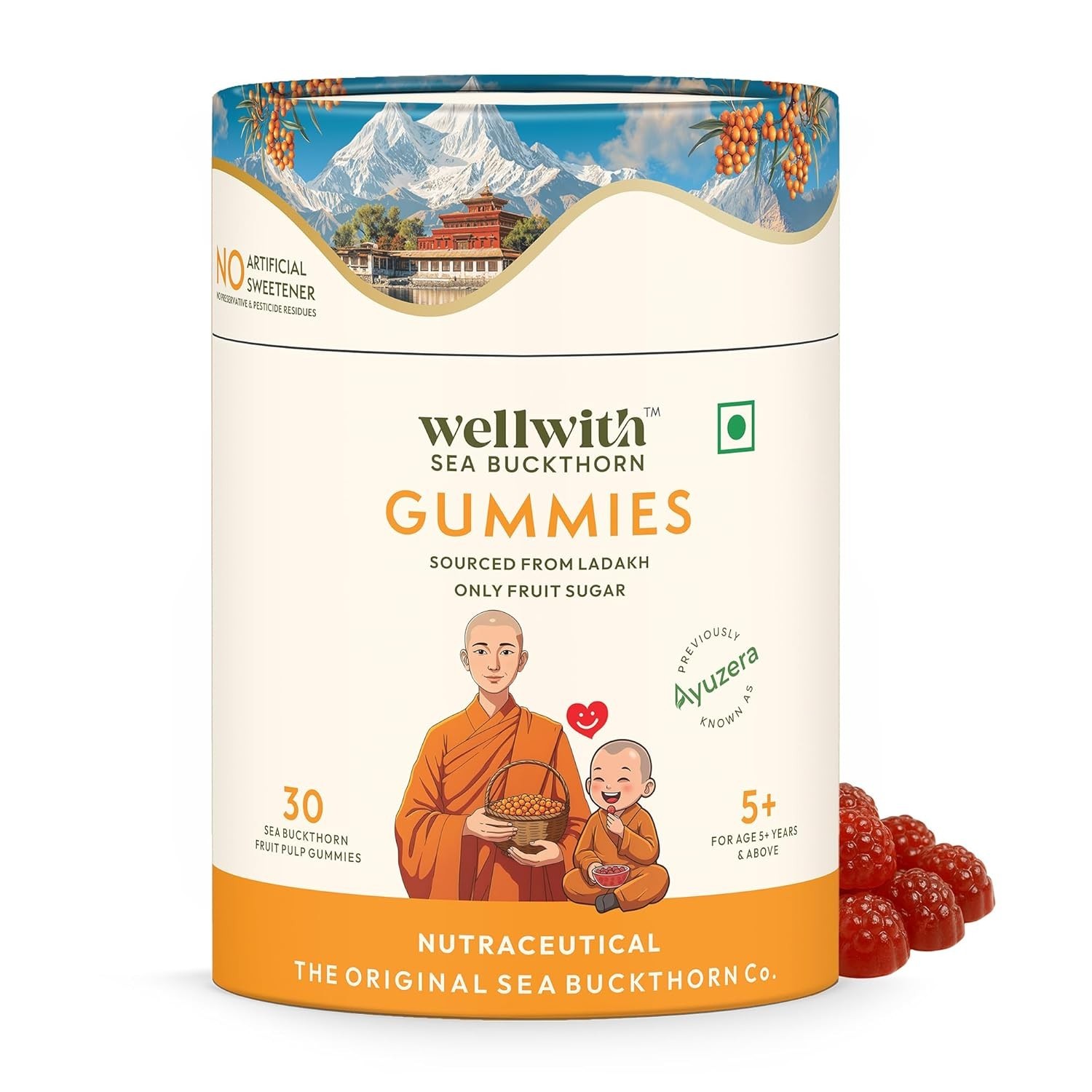 Wellwith Sea Buckthorn Gummies 30 Kids & Adults Vitamin C Multivitamin Gummies