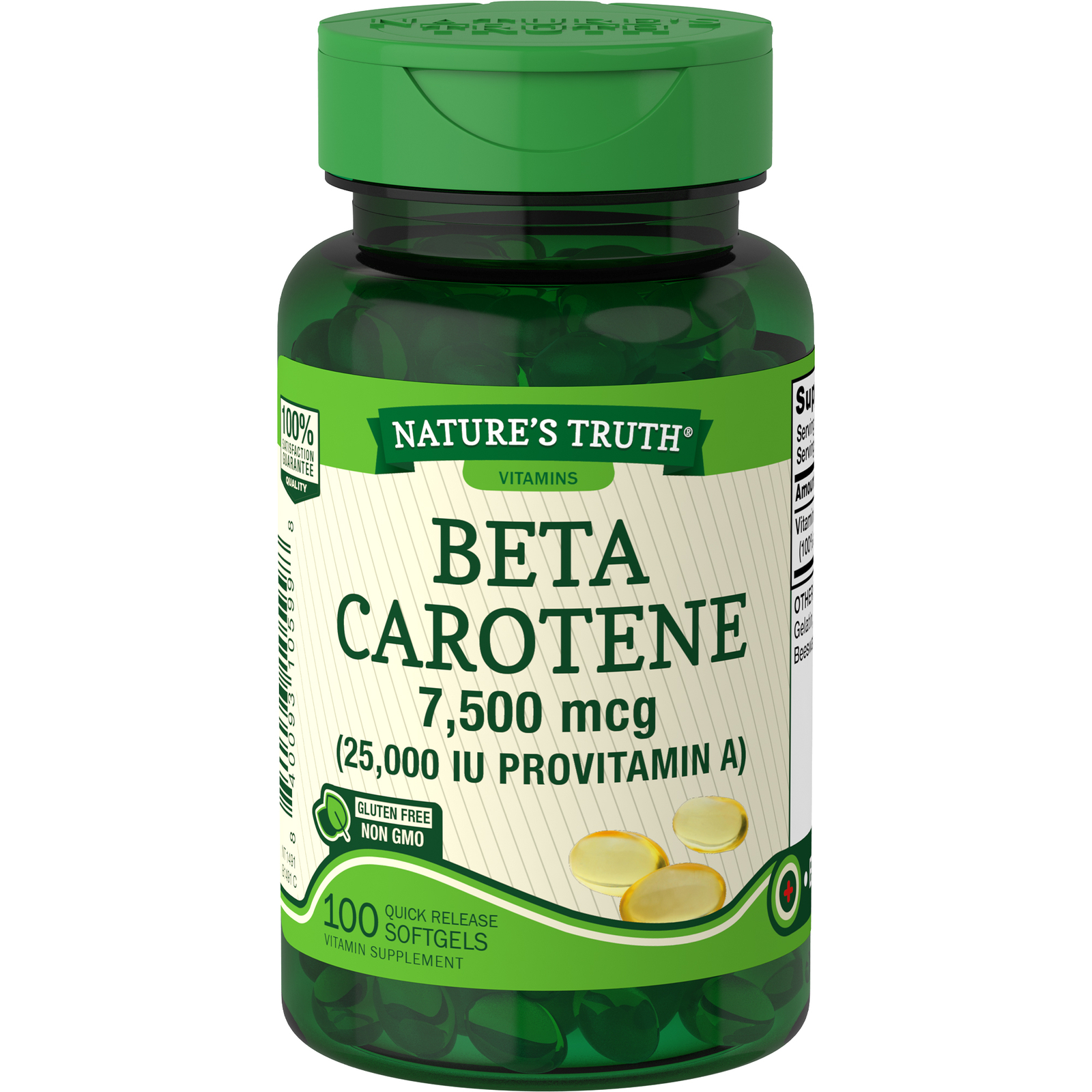 Nature’s Truth Beta-Carotene Pro-Vitamin A 25,000 IU Softgels 100 Count 3 Pack