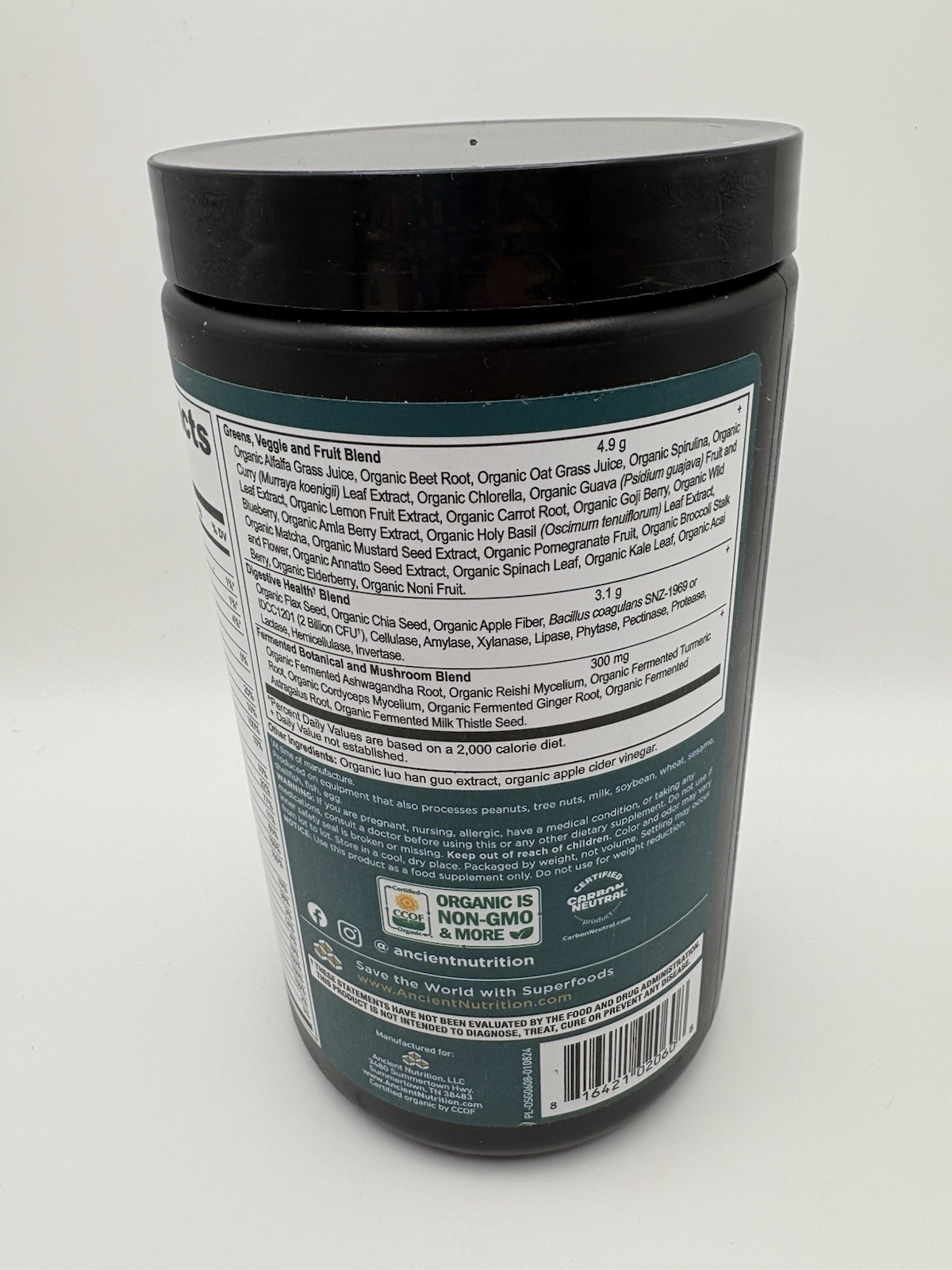 SEALED Ancient Nutrition Organic Super Greens +MULTIVITAMIN 25 Serv Exp 11/2026