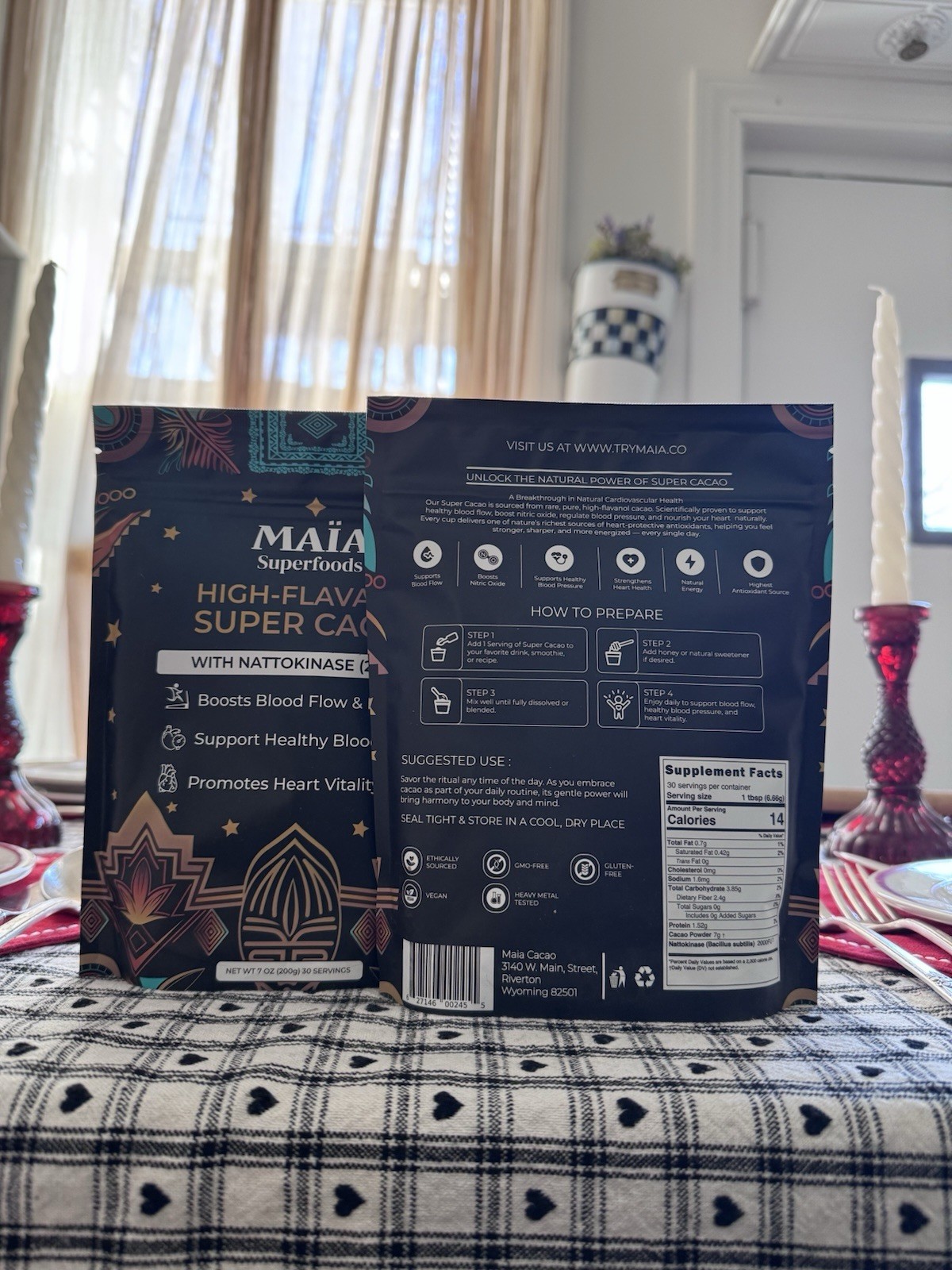 MAIA High-Flavanol Super Cacao with NATTOKINASE.NET WT 7oz(200g) 30 servings 2p