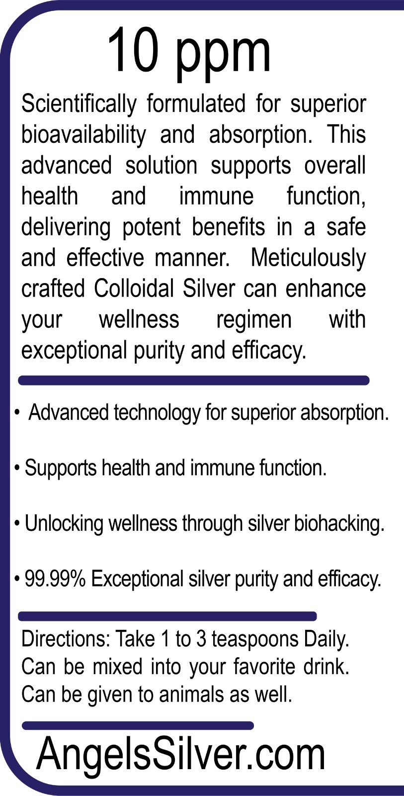 Colloidal Silver 64 oz Angels Lab 10ppm Half a Gallon
