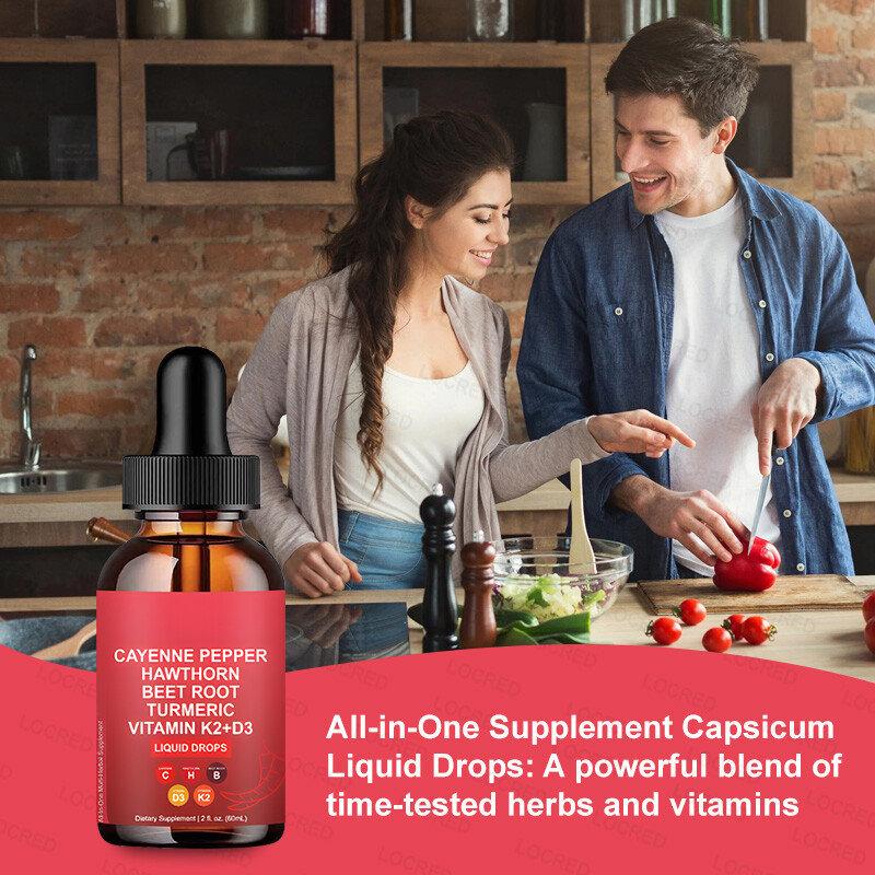 Advanced Cayenne Pepper Hawthorn Beet Root Turmeric Vitamin K2+D3 Drops Suppleme