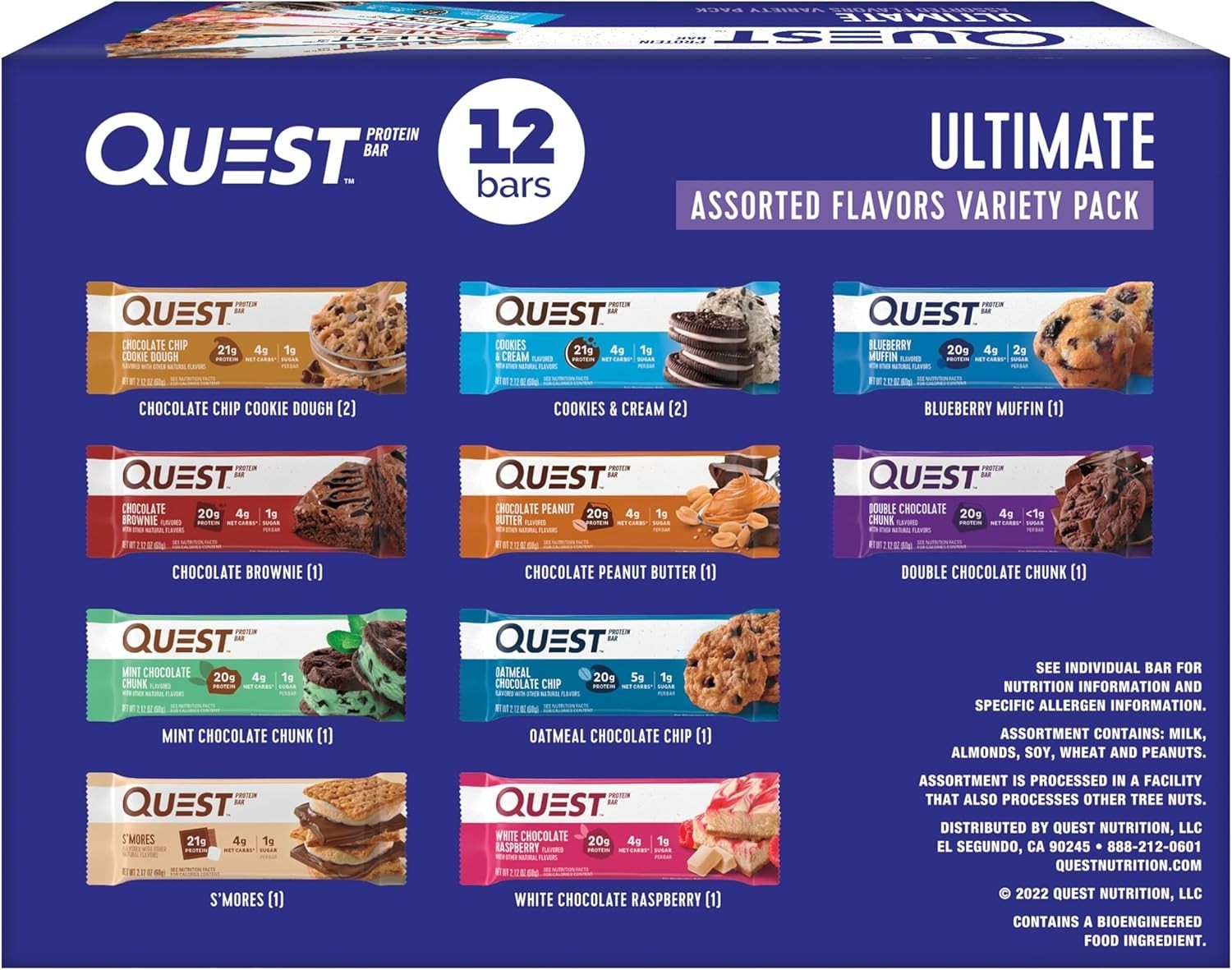 Quest Nutrition Ultimate Variety Pack Protein Bars 12 Count Keto Gluten Free