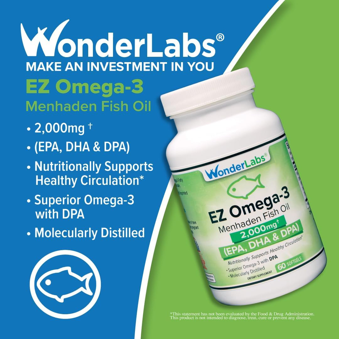Atlantic Menhaden Fish Oil Omega-3 2000 Mg, Burpless, Made in the USA, Perfect B