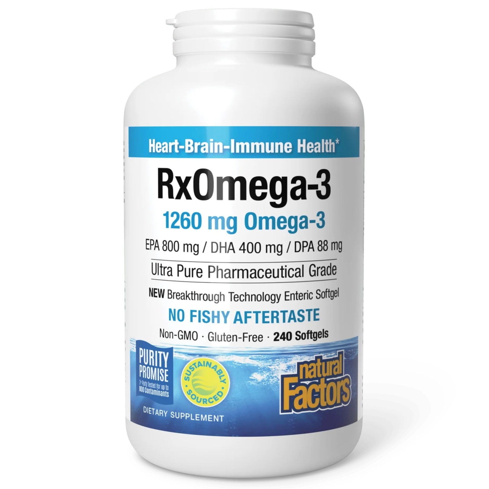 Natural Factors, RxOmega-3 Fish Oil, 240 Count (Pack of 1), Multicolor