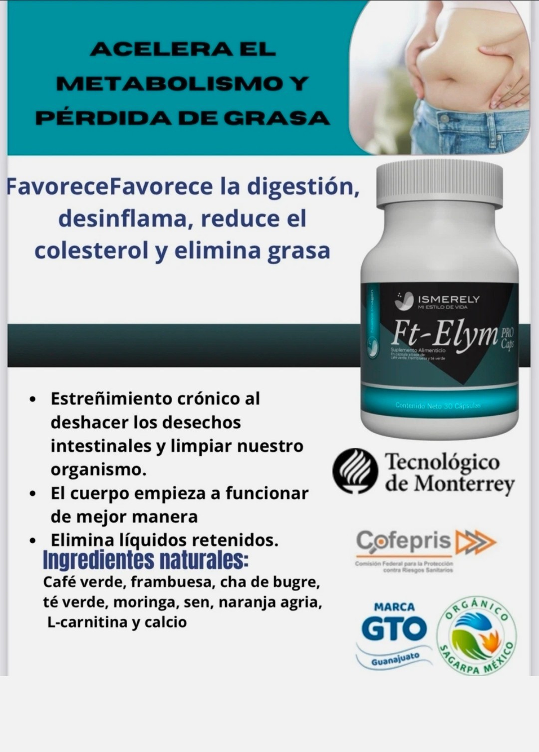 Ismerely FT-Elym pro 2 pk-Estreñimiento,Retencion de liquido,perdida de peso
