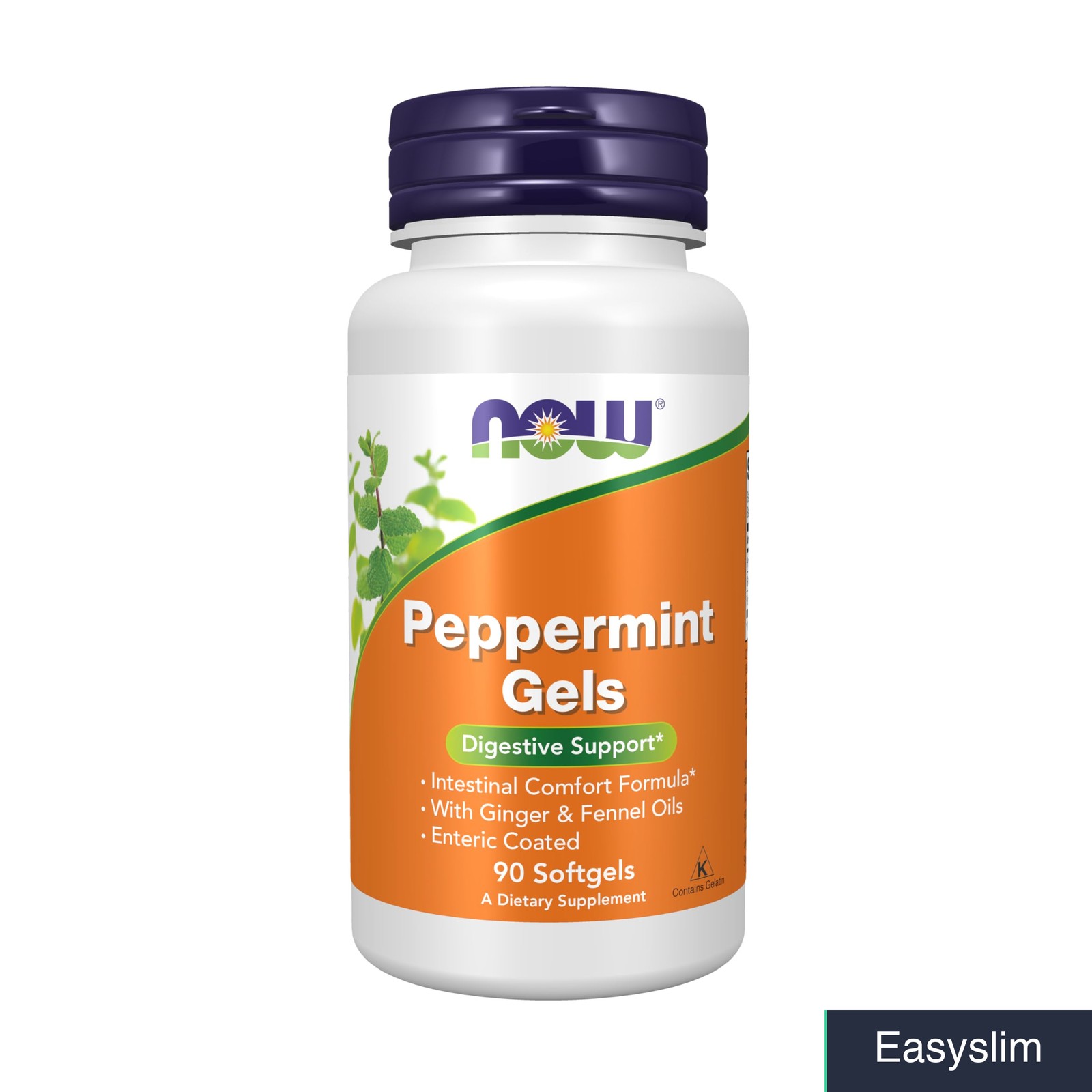 Peppermint Softgels with Ginger and Fennel Oils, Enteric Coated, 90 Count