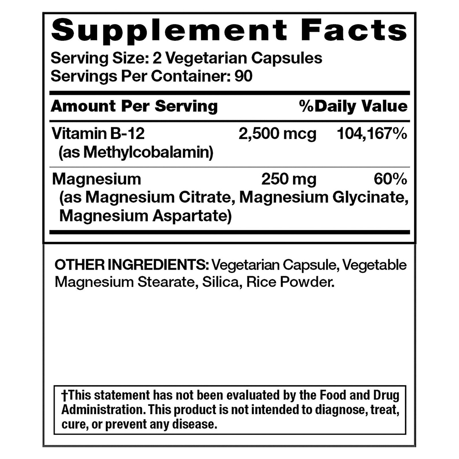 Nature’s Truth Magnesium Blend 250 mg – 180 Vegetarian Capsules + Vitamin B-12