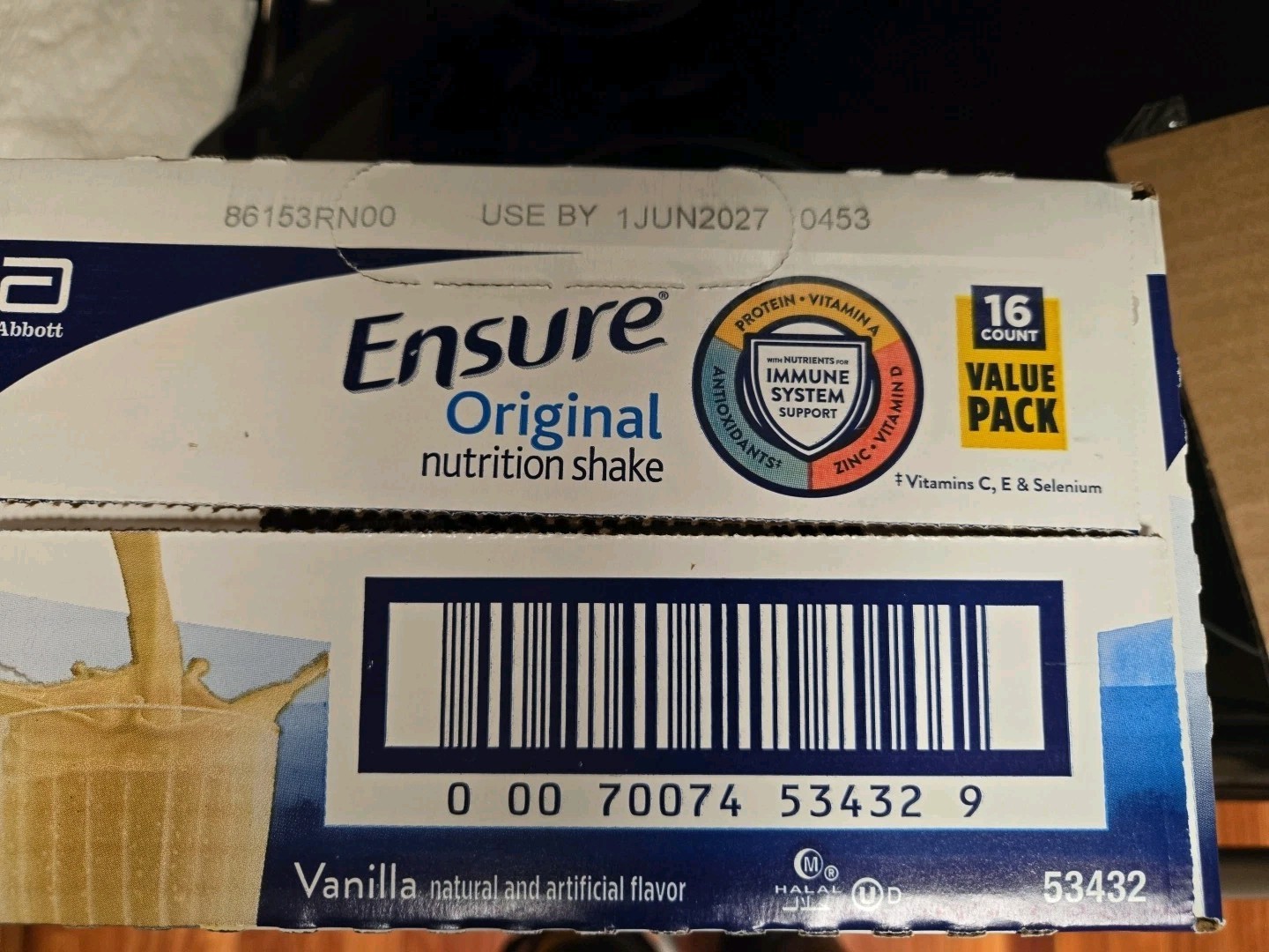 Ensure Original Nutrition Shake, 9g Protein, Vanilla, 8 fl oz – 16 Pack