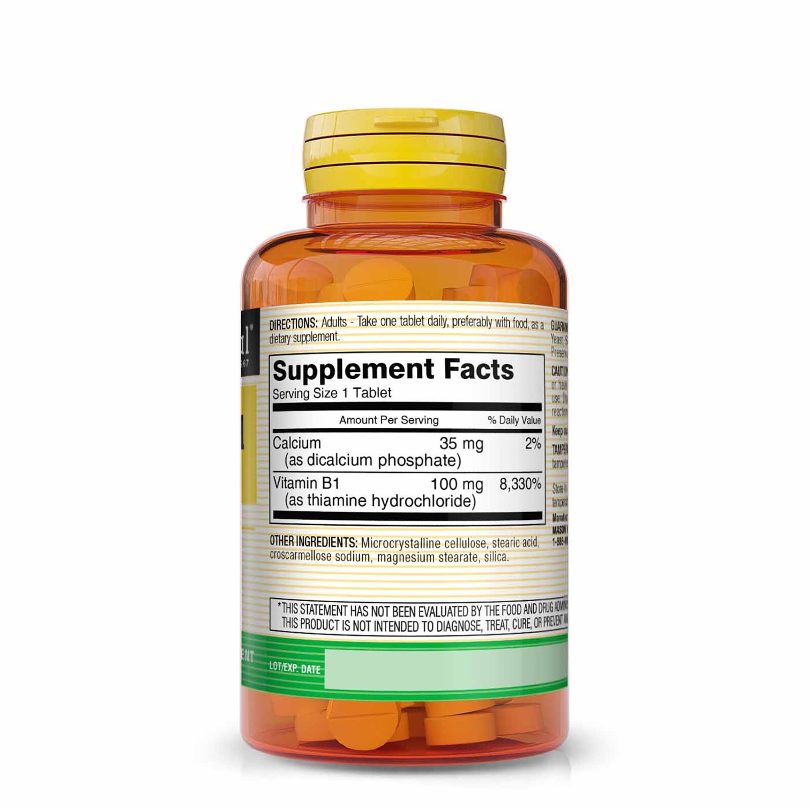 Mason Natural Vitamin B1 (Thiamin) 100 mg – Improved Energy, 100 Tablets