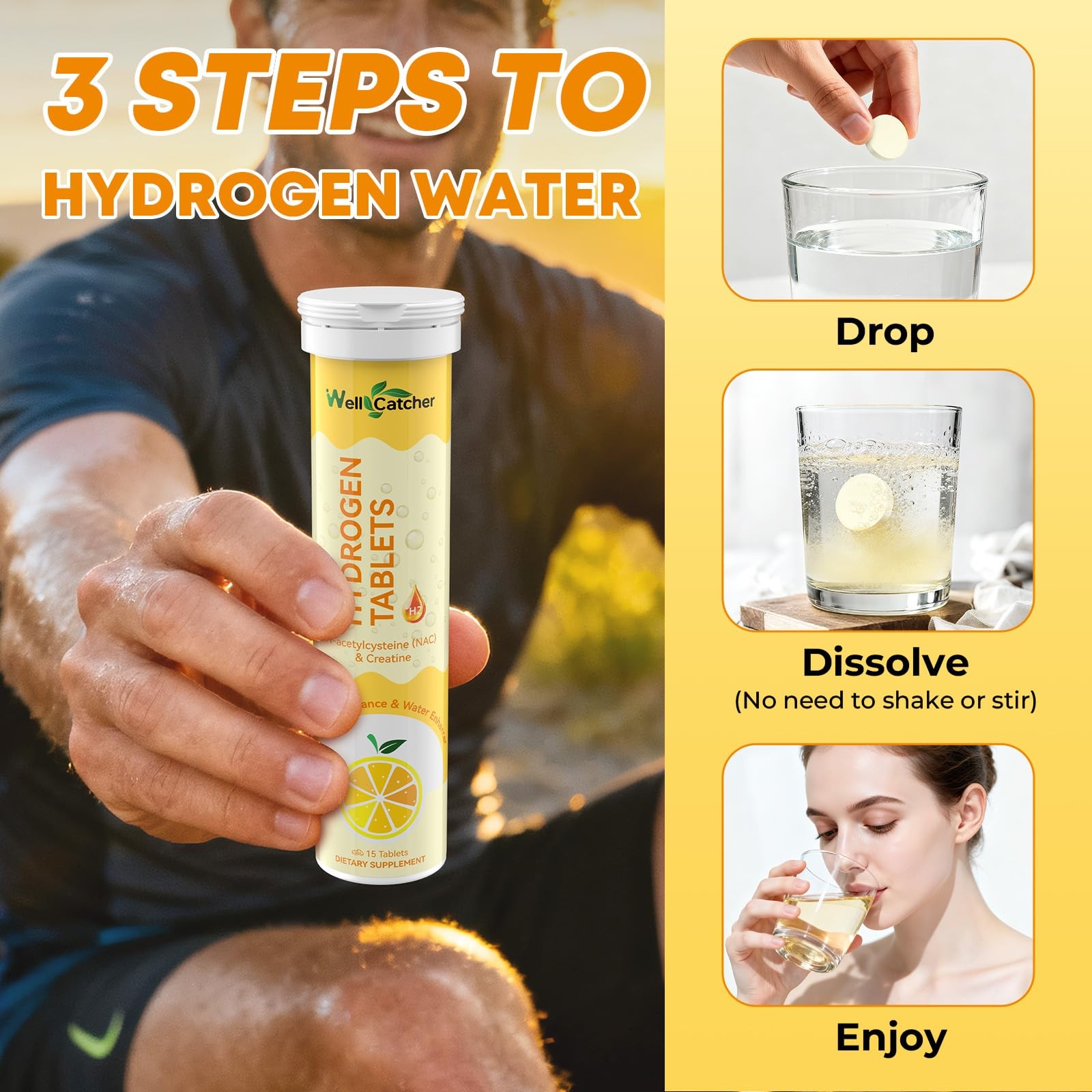 Hydrogen Tablets for Drinking Water: Molecular 15 Count (Pack of 1)