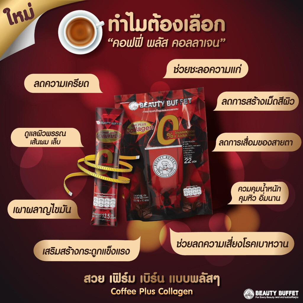 6X BEAUTY BUFFET COFFEE COLLAGEN PLUS Weight Manage Fiber Beauty Skin Sugar Free