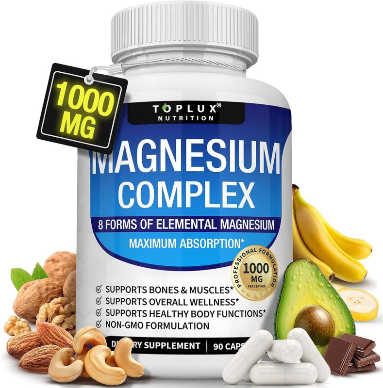 Toplux 8 In 1 Magnesium Complex Supplement 1000mg Full Spectrum Muscle Bone