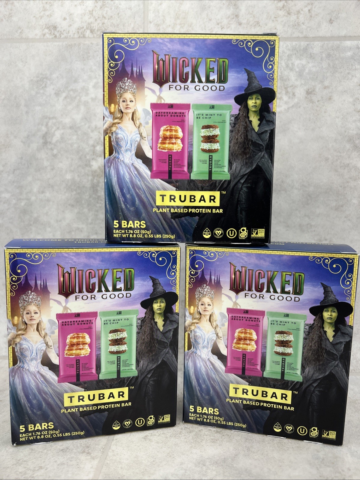 3 Boxes! Limited Edition TRUBAR *Wicked For Good* Protein Bars- 15 Total! 03/27