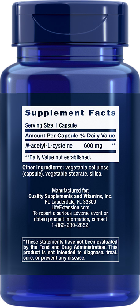 N-Acetyl Cysteine (NAC) 600mg 60 caps by Life Extension