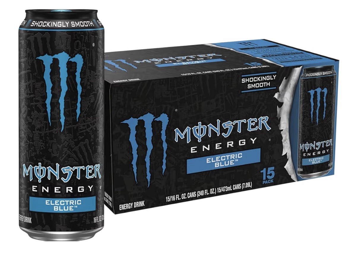 Monster Energy Electric Blue, Energy Drink, 16 Ounce (Pack of 15)