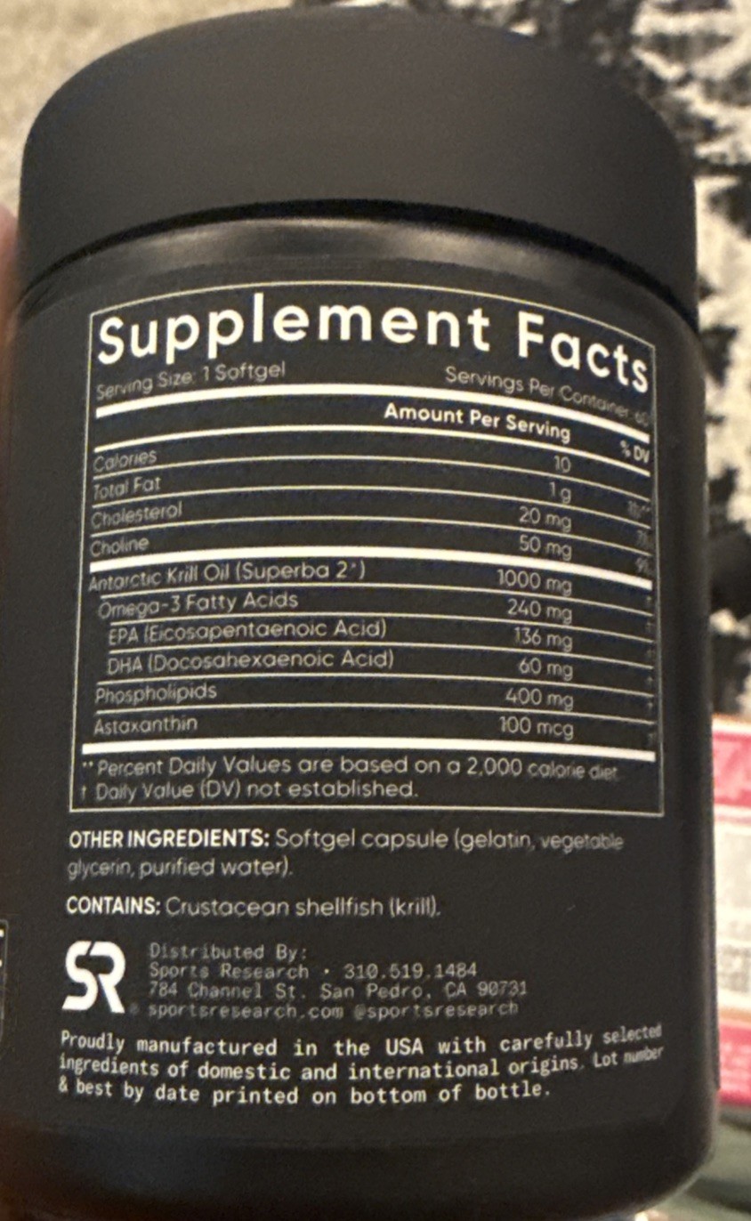Sports Research FG152 1000mg Antarctic Krill Oil – 60 Liquid Softgels