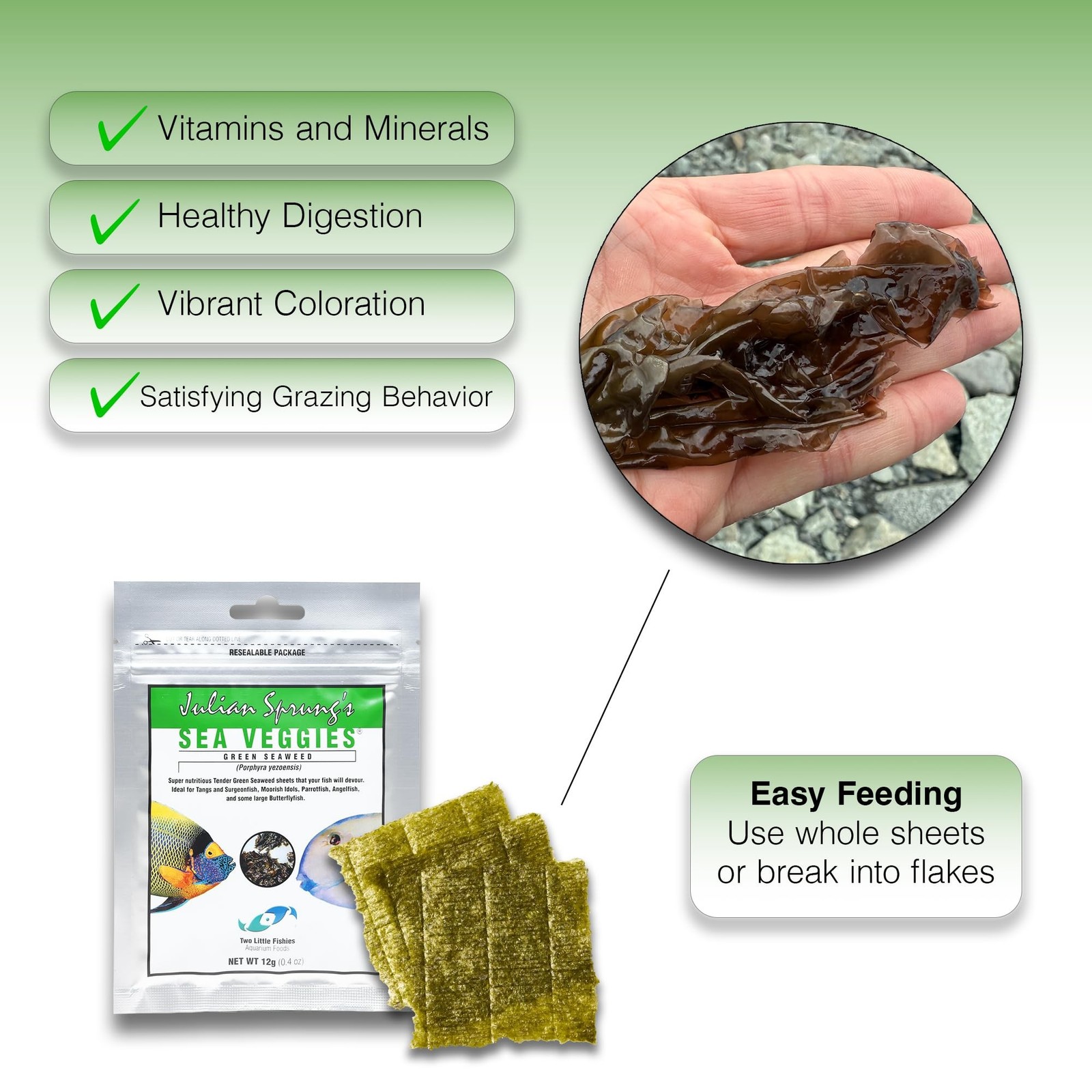Two Little Fishies Atlsvgs2 Sea Veg-Green Seaweed, 0.4 oz