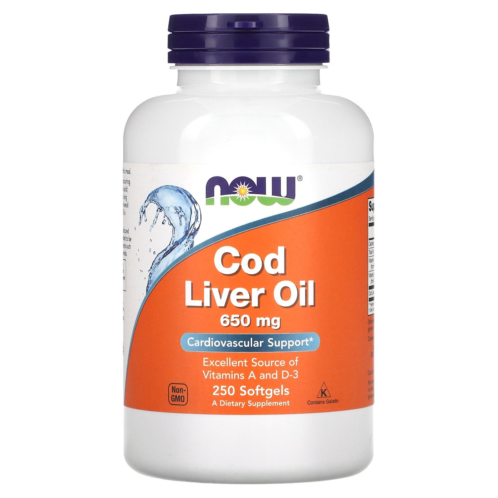 Now Foods Cod Liver Oil 650 mg 250 Softgels GMP Quality Assured