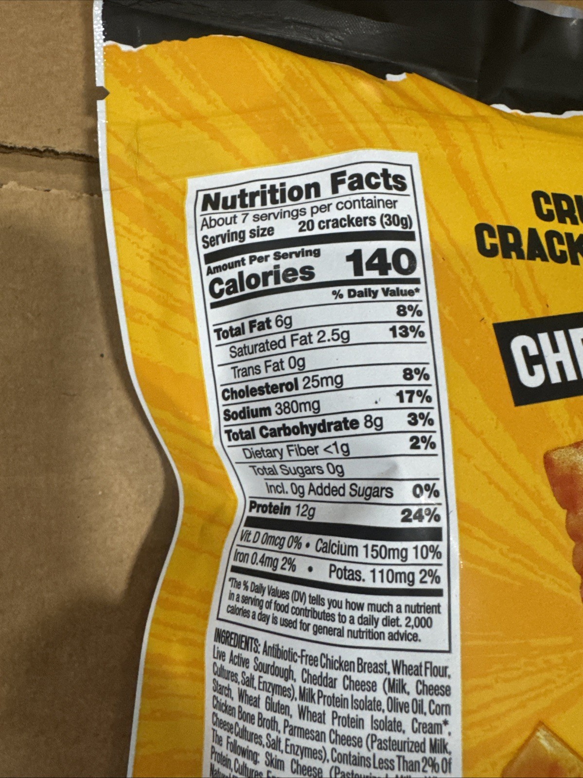 WILDE Protein Crackers Classic Cheddar 7.4 oz Healthy Protein Baked Snack Gluten
