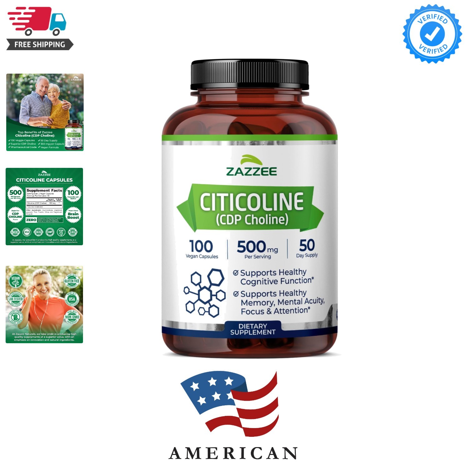 Extra Strength Citicoline, 500 mg per Serving, 100 Capsules, Superior CDP Ch…