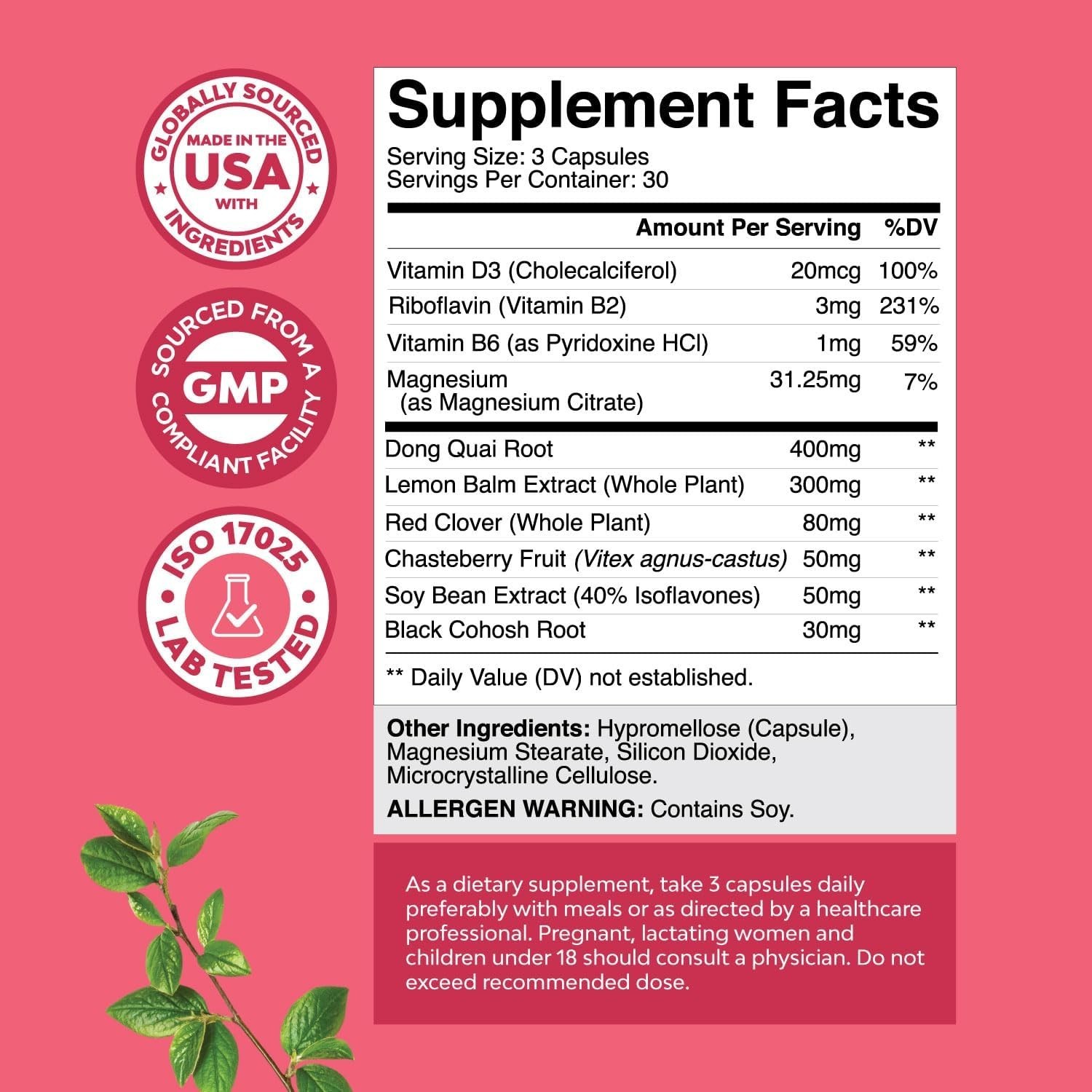Complete Herbal Menopause Supplement for Women – Hormone Balance 90ct