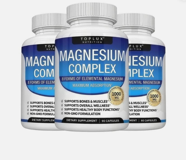 Toplux 3Pack Nutrition Magnesium-Complex 1000mg Supports 8 Elemental Magnesium