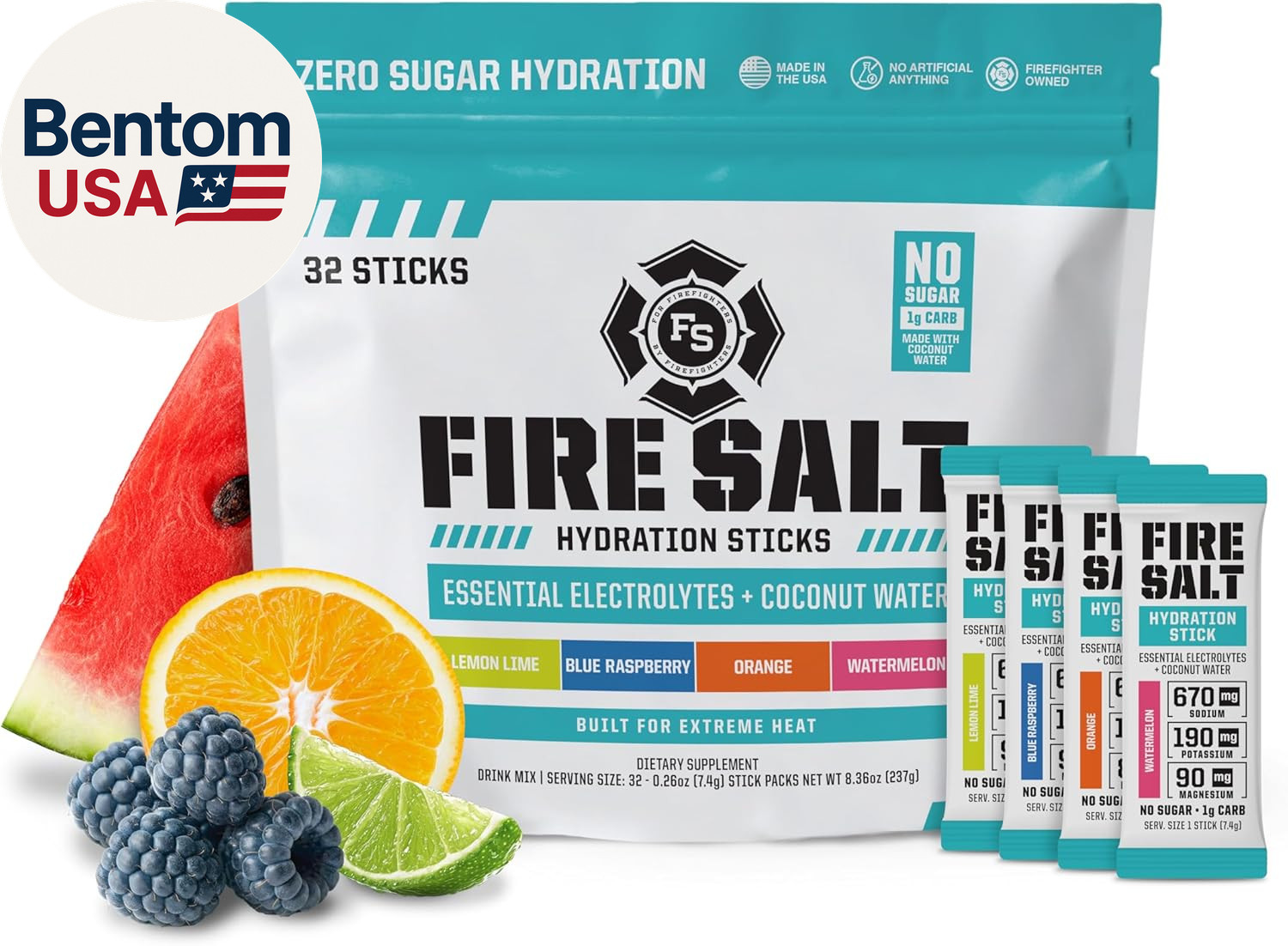 Fire Science Fire Salt Hydration Sticks, Electrolytes & Coconut Water, Hydration