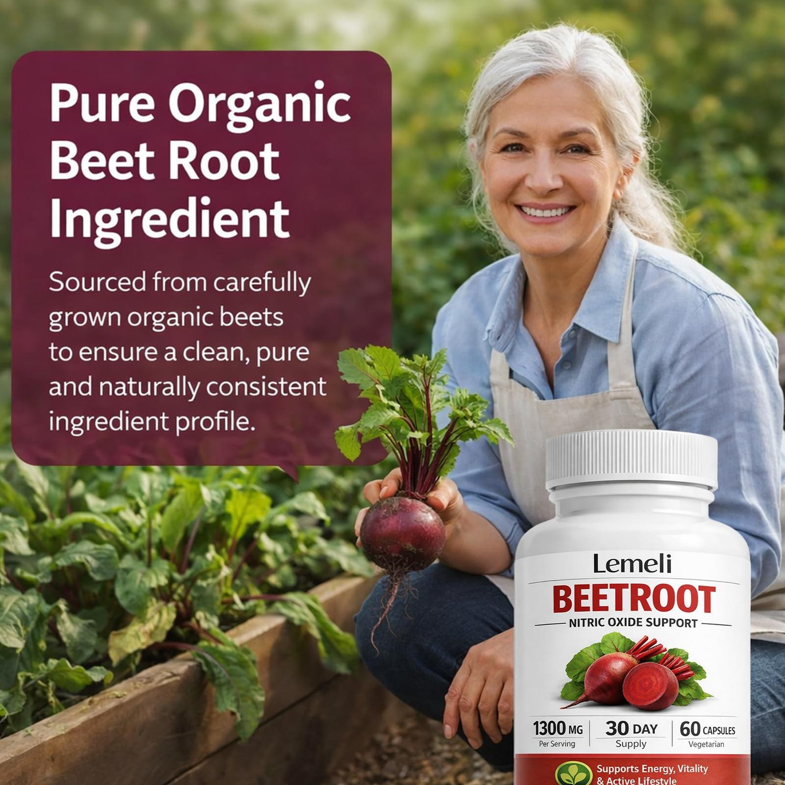 Lemeli Beetroot Capsules 1300mg, Lemeli Beet Root Extract Supplement 60Capsules