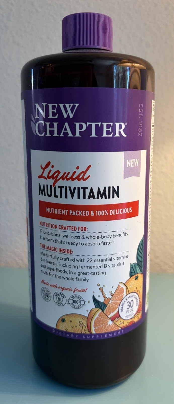 Multivitamin Liquid New Chapter Vegan Gluten Free Orange Mango 30 fl oz