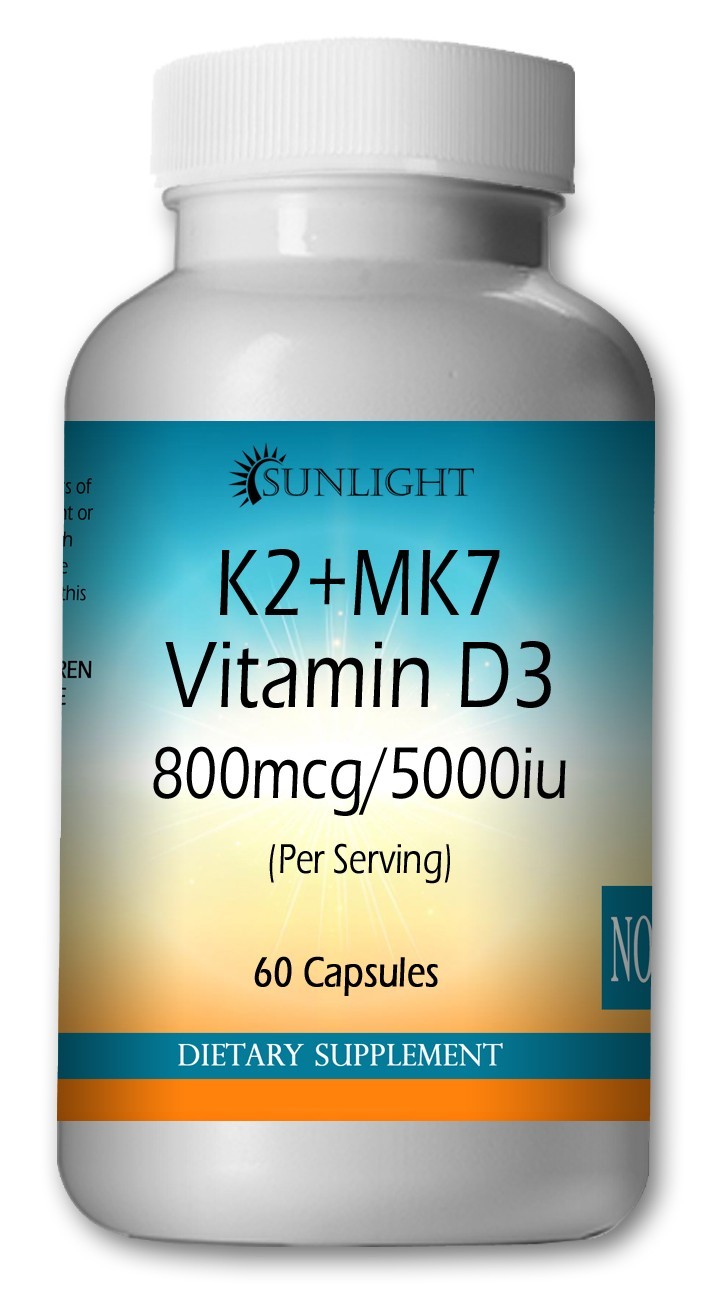 Vitamin K2 (800mcg) + Vitamin D3 (5000 IU) Capsules – Super Strength/