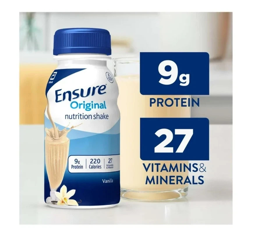Ensure Original Nutrition Shake, 9g Protein, Vanilla, 8 fl oz – 16 Pack