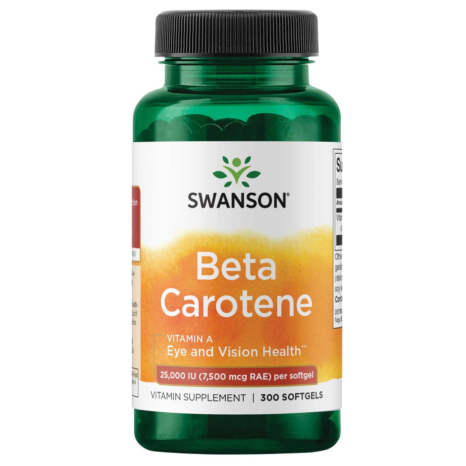 Swanson Beta-Carotene Vitamin A 25,000 IU Eye and Skin 300 Count (Pack of 1)