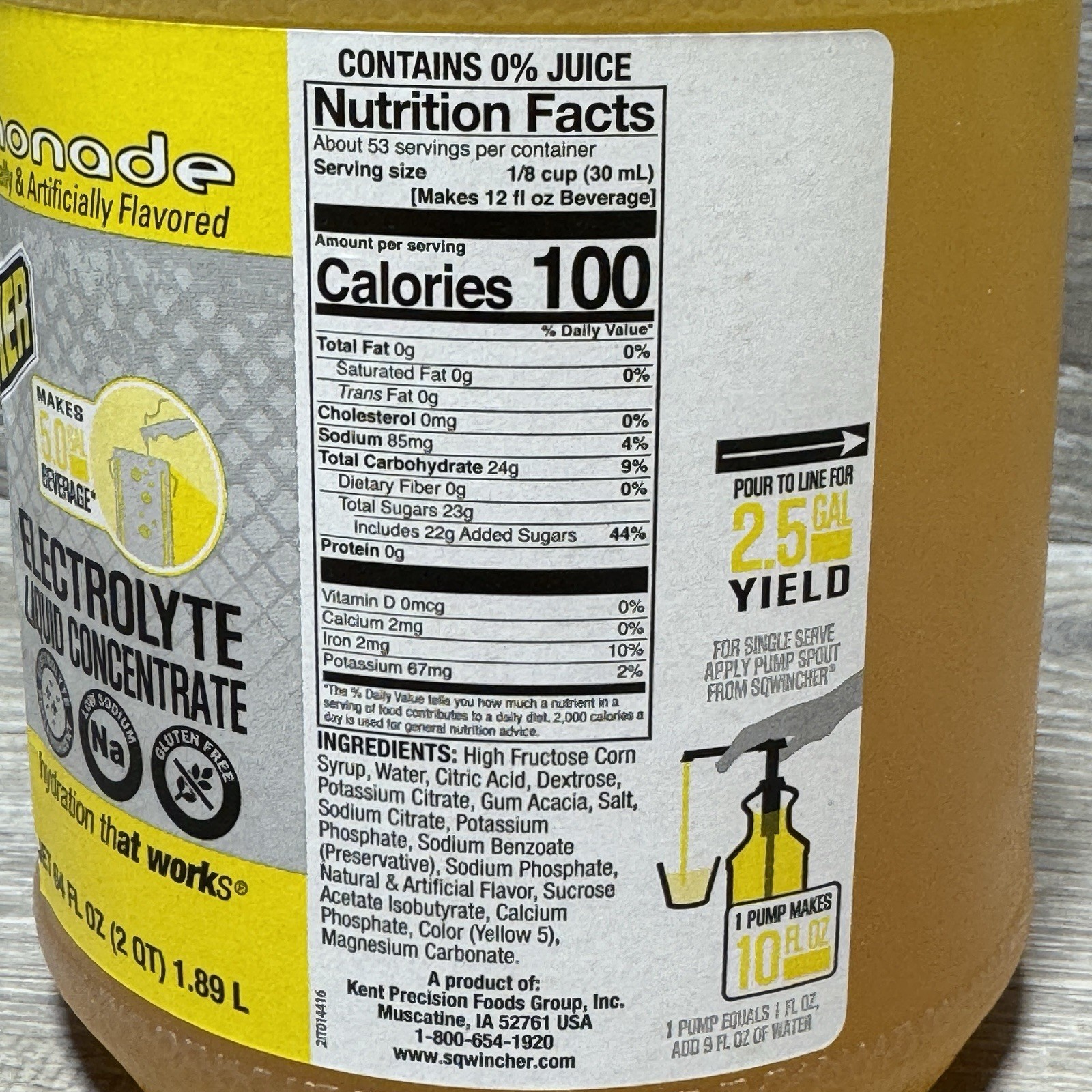 Sqwincher Sports Drink Liquid Concentrate 64 Oz., Lemonade Electrolyte Hydration