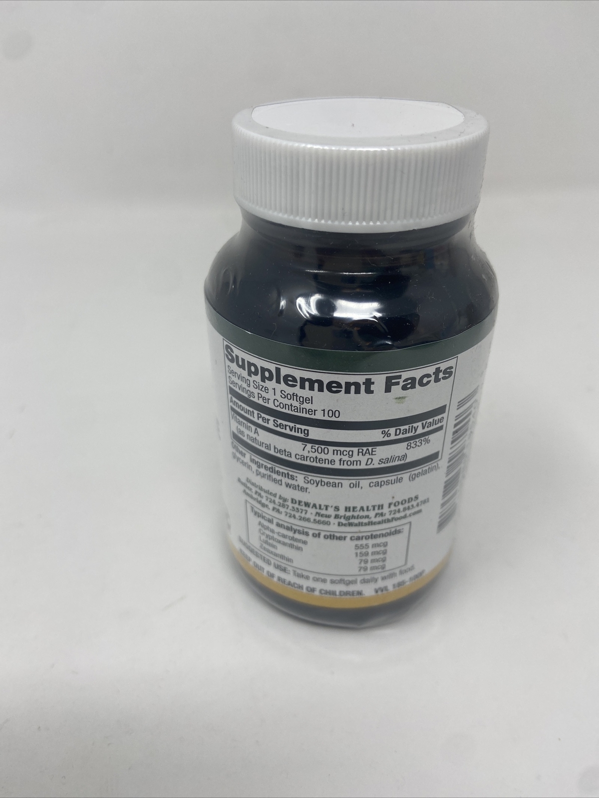 Natural Beta-Carotene 25,000 IU Plus other carotenoids 100 Softgels. New Sealed