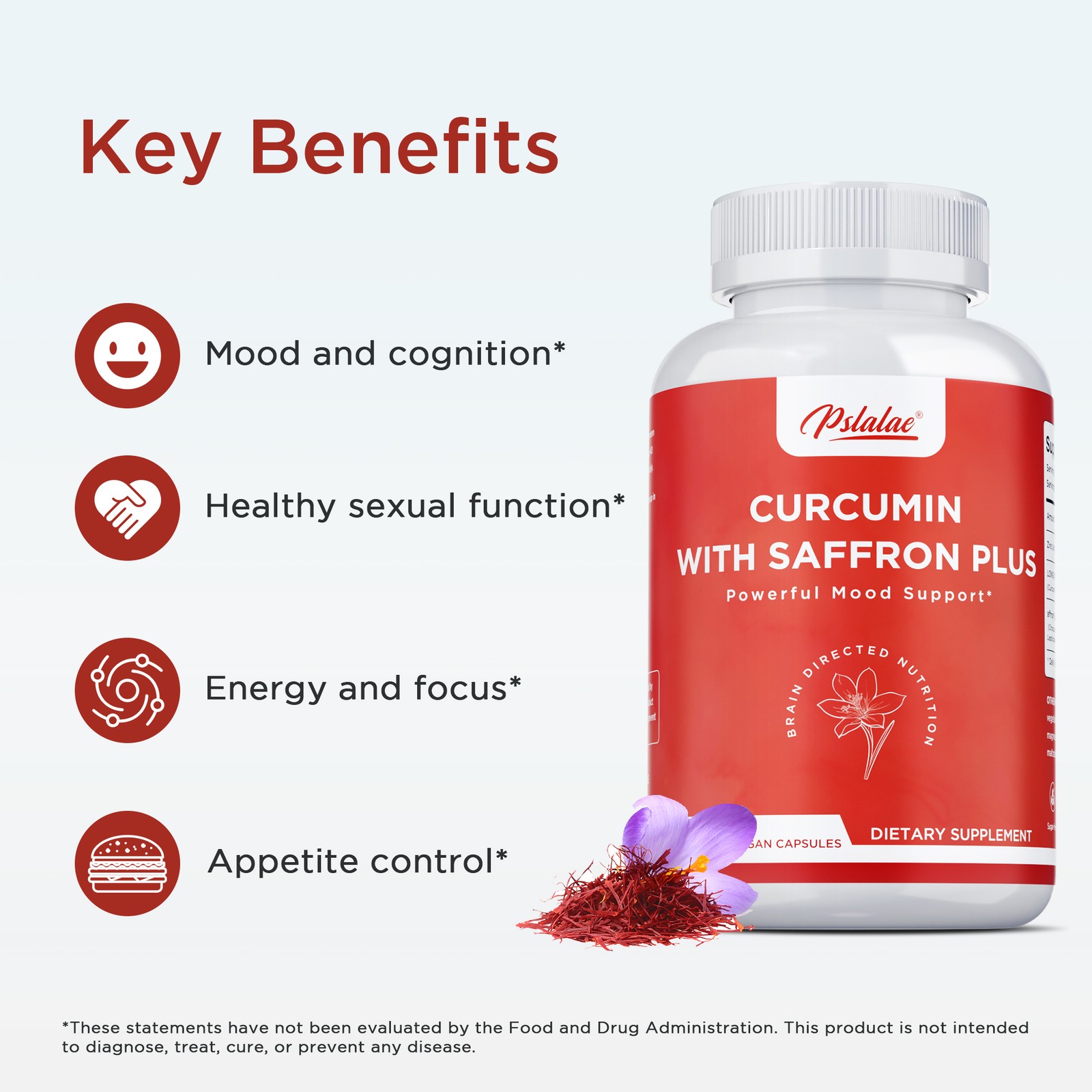CURCUMIN WITH SAFFRON PLUS – Improves Concentration, Mood, Suppresses Appetite