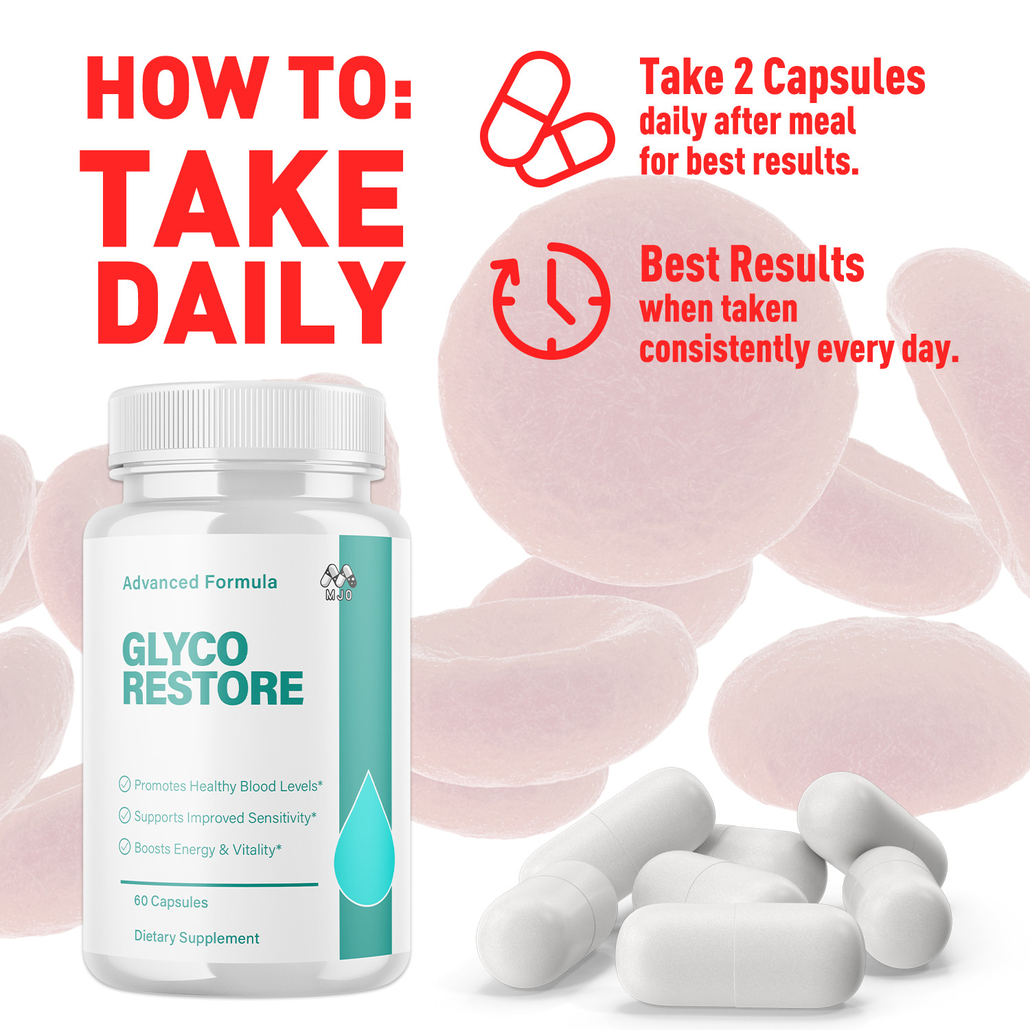 (2 Pack) Glyco Restore Capsules Advanced Support Blood Supplement 120 Capsules