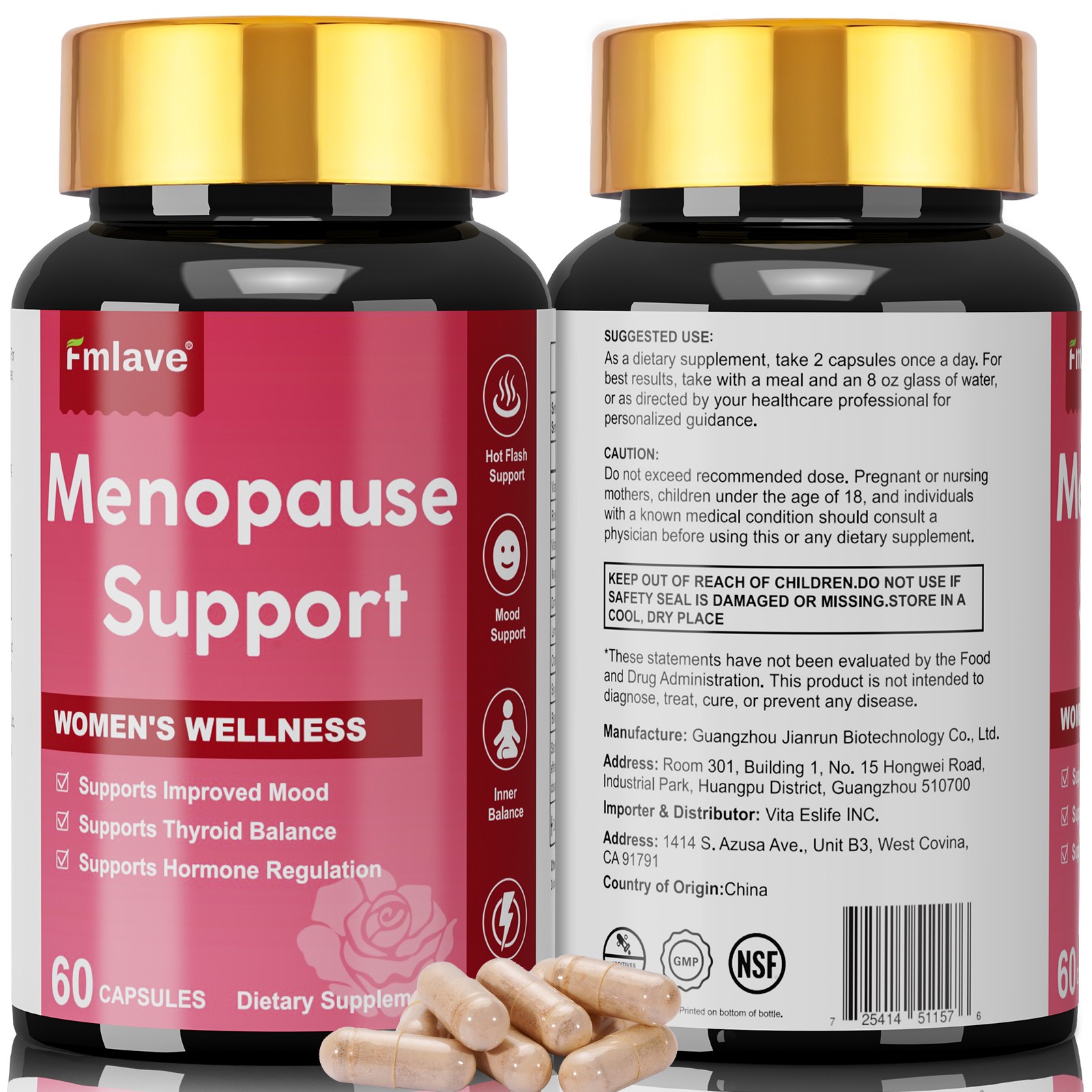 2set Menopause Support Supplement for Women – Hormone Balance, Hot Flashes 120ct