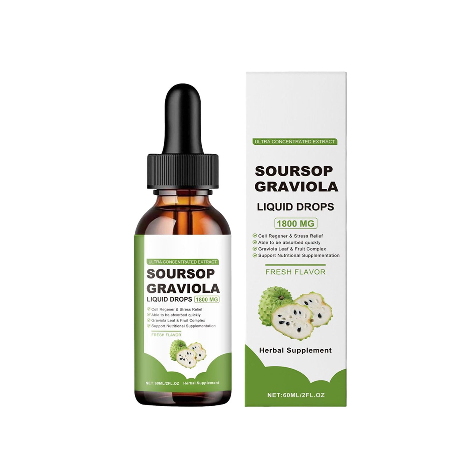 60ML Soursop Graviola Extract 1800MG Guanabana Annona Antioxidant Liquid Drop