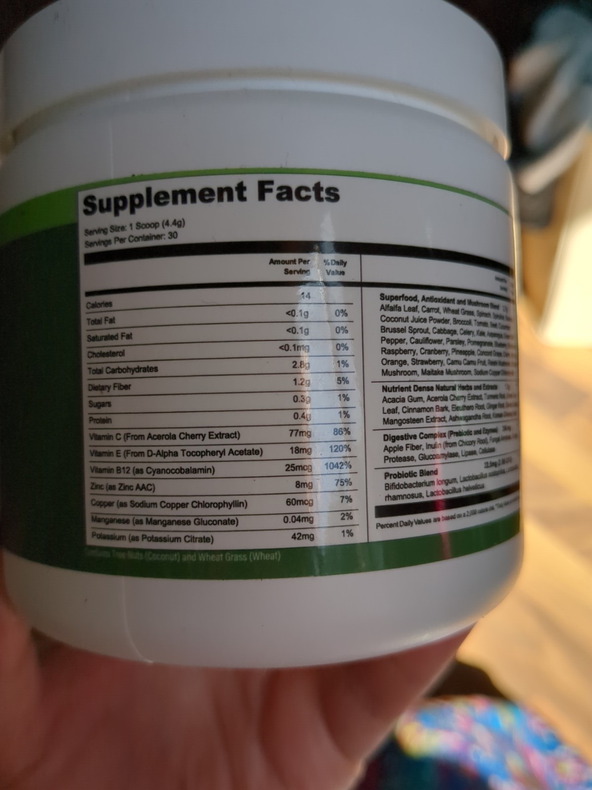 Vital Nutritive Vital Supergreens Superfood Powder Organic 30 servings 4.66 Oz