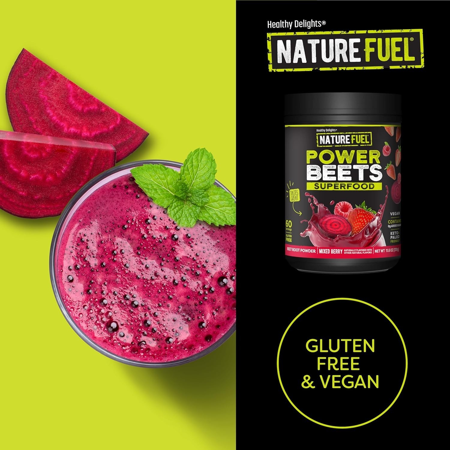 SlimFast Nature Fuel Power Beets Powder, Delicious Mixed Berry Free Shipping