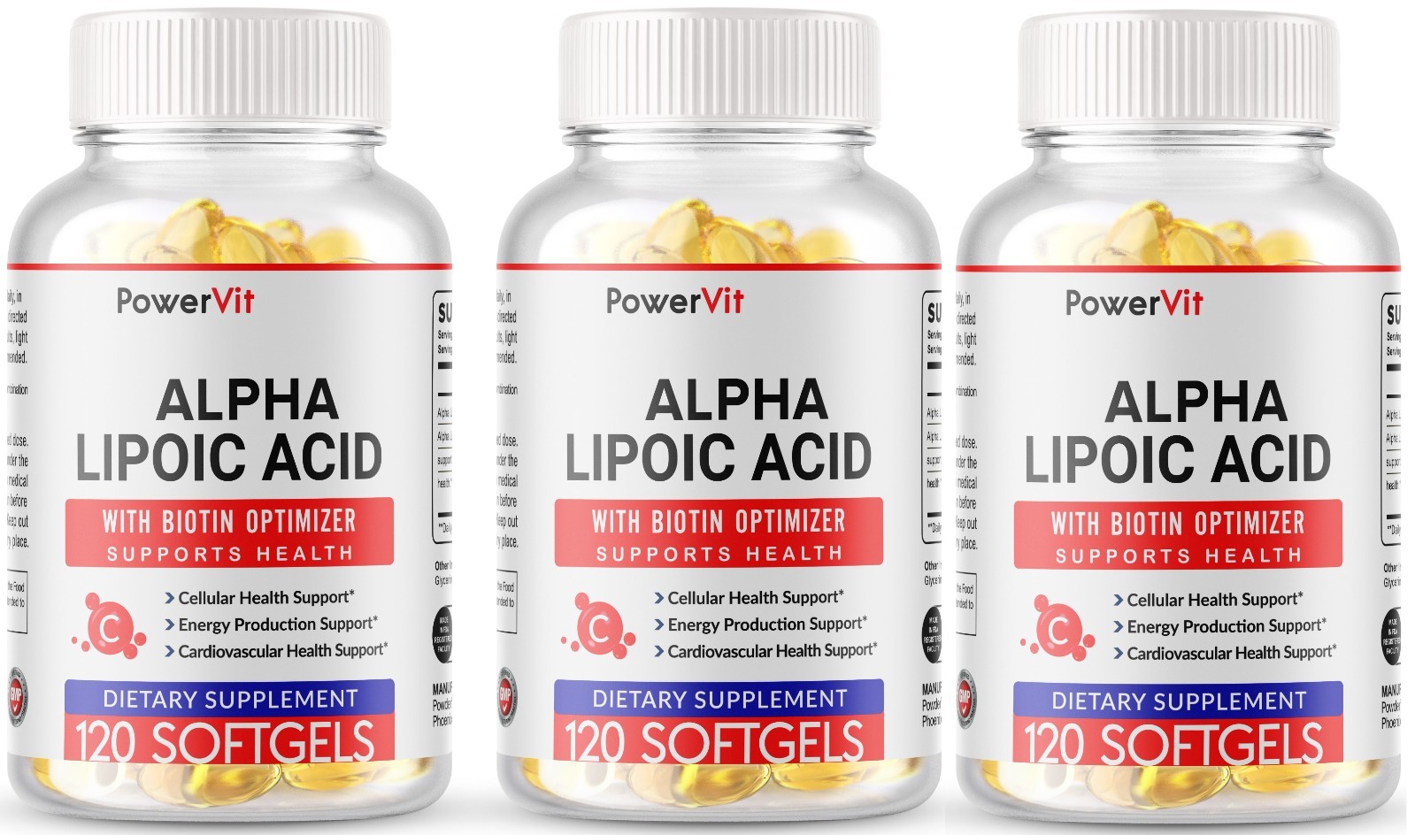 Alpha Lipoic Acid 600mg 360 Softgel with Biotin Optimizer USA Made 2 Bottles